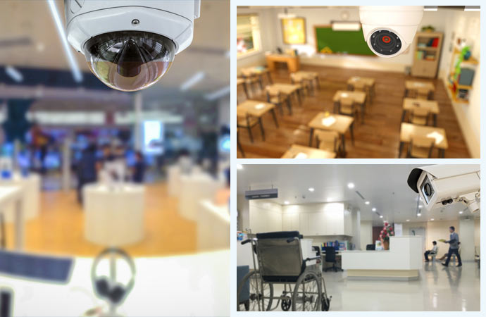 Security camera installed in the healthcare, school and business