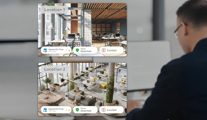 A person monitoring different locations