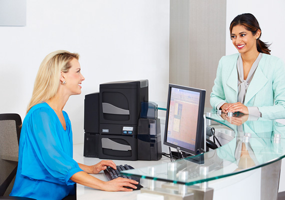 professional team member using printer