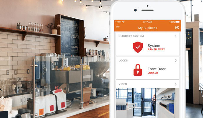 Business security monitoring on smart phone app