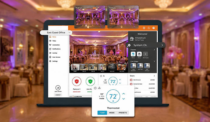 Ballroom security dashboard on laptop