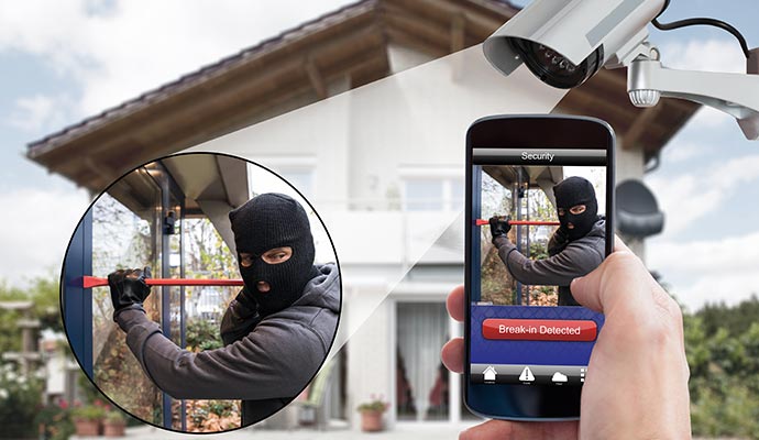A camera detecting burglary