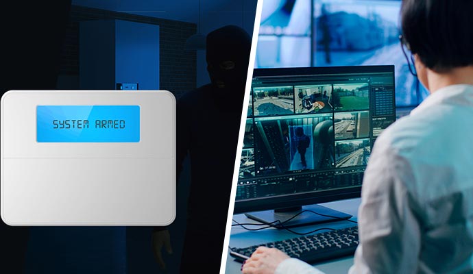 Collage of burglary detection and video surveillance system