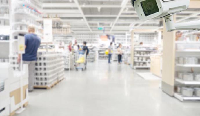 Installed security camera in retail-store