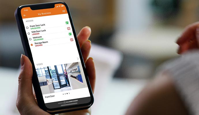 Phone app showing door lock status