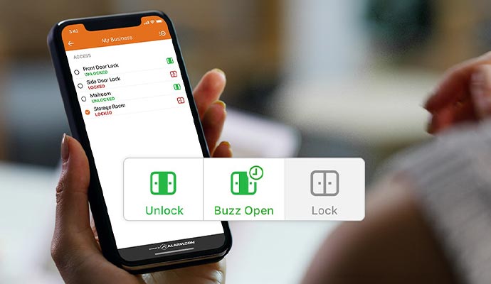 Phone app unlocking business doors