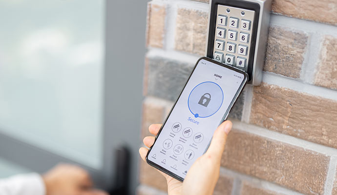 Phone held at keypad lock