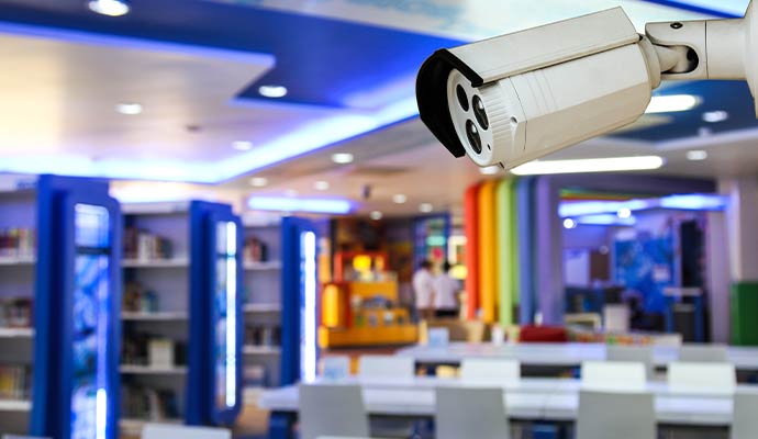 Security camera installed in library