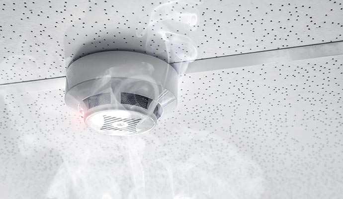 Smoke detector on the ceiling