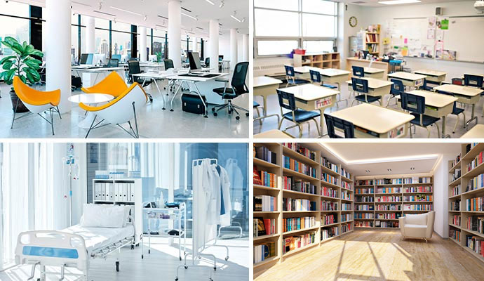 Collage of commercial places