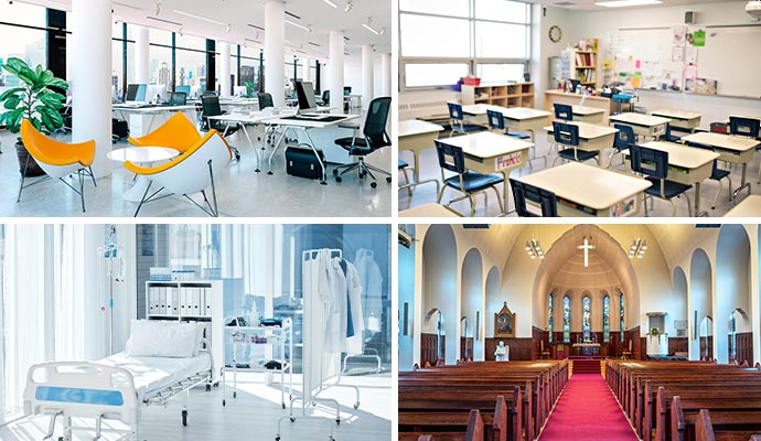 Collage of commercial places