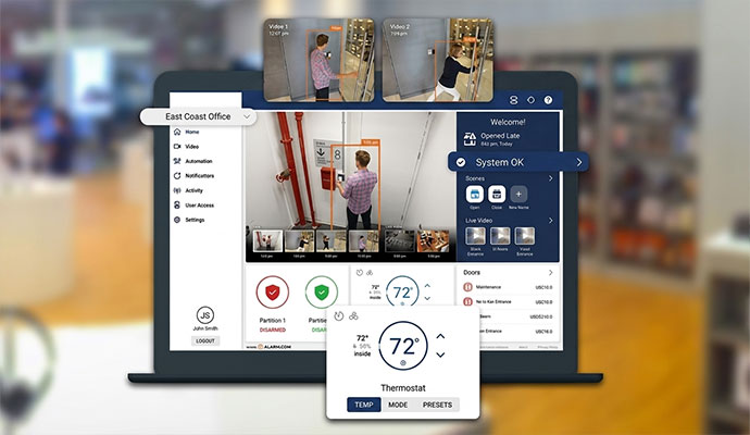 Commercial security system dashboard interface