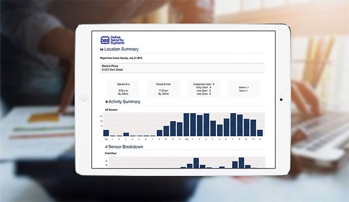Dallas Security Systems reporting dashboard interface