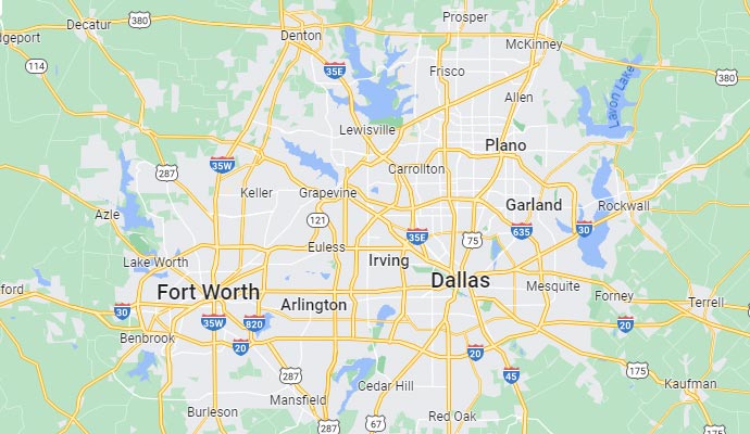 Dallas security systems Service Area Map