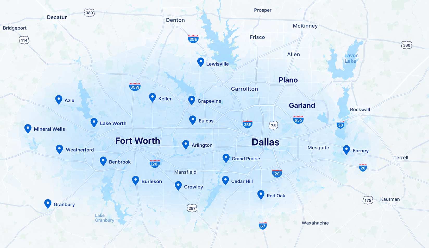 Dallas security systems Service Area Map