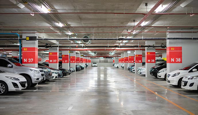 Indoor multi-level parking garage