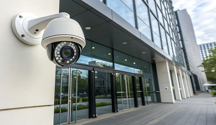 Installed outdoor business security camera