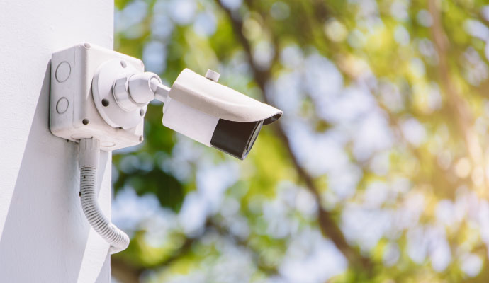 Installed outdoor security camera