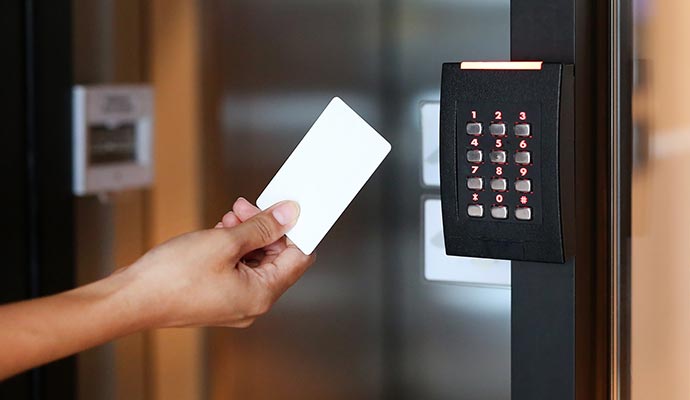 Key card reader for access control system
