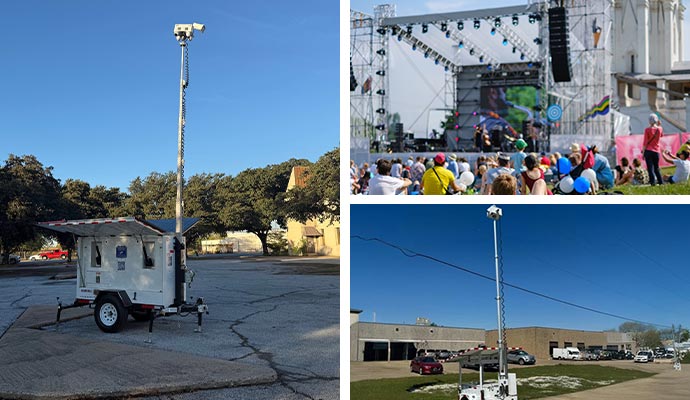 Mobile surveillance camera in parking lot and concert