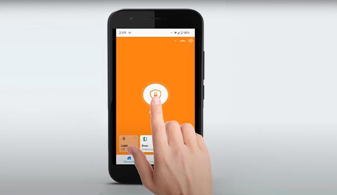Using a mobile app to arm a home security system
