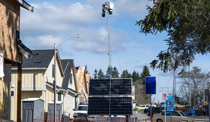 Mobile surveillance trailer with solar panel