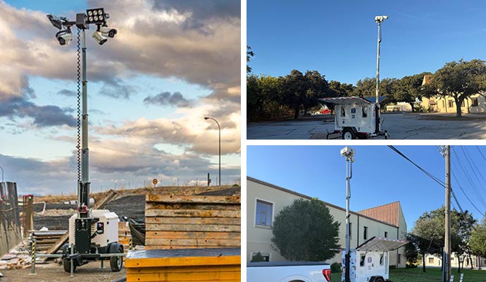 Professional mobile security camera trailers.