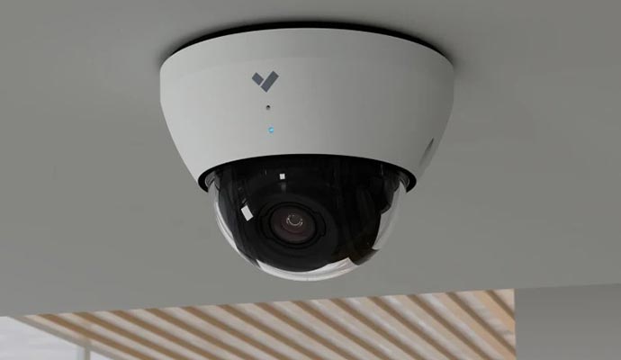 Verkada modern ceiling dome camera installed