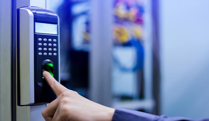 Person using biometric reader