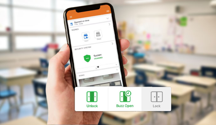 Monitoring school security using a smartphone app for mobile access control