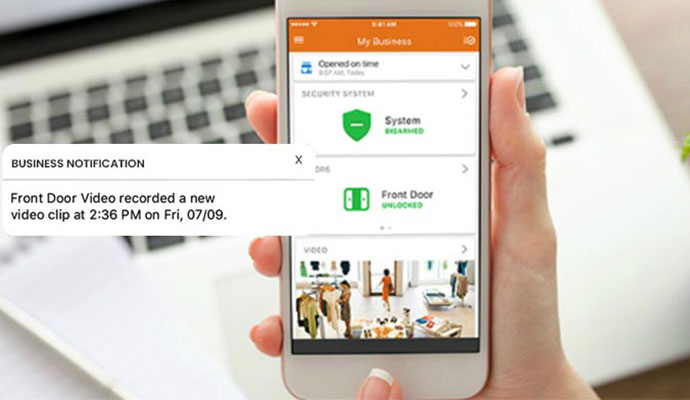 Security app notification showing on smart mobile app