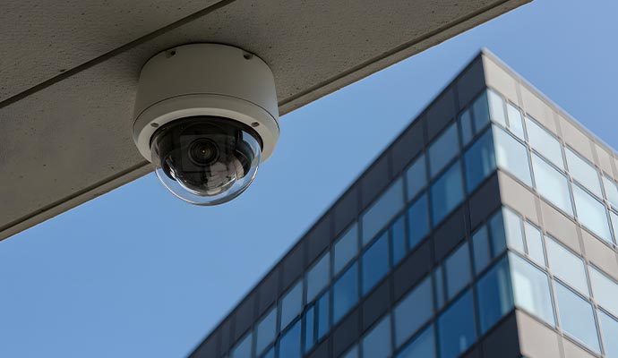 Security camera installed on the ceiling