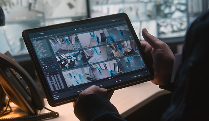 Tablet showing smart video monitoring