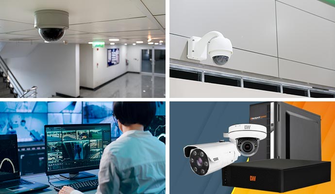 Video surveillance cameras and monitoring collage