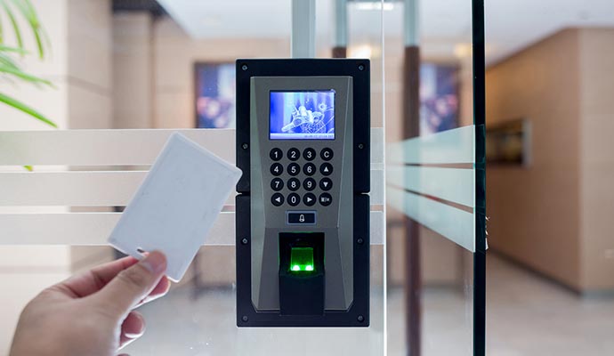 Biometric and rfid access control for secure entry.