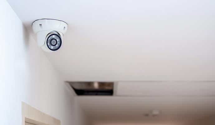 Installed indoor camera on ceiling