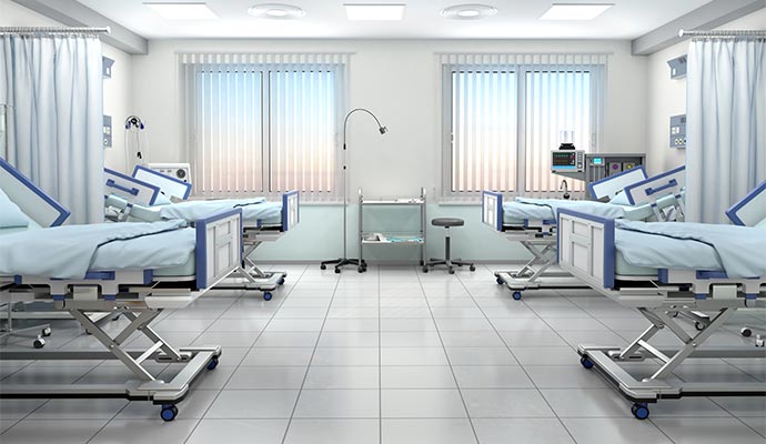 Modern hospital patient room