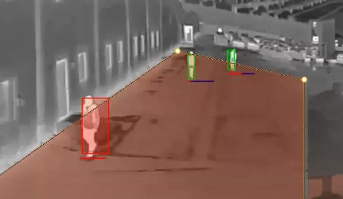 A thermal security surveillance system analyzing a scene in real-time.