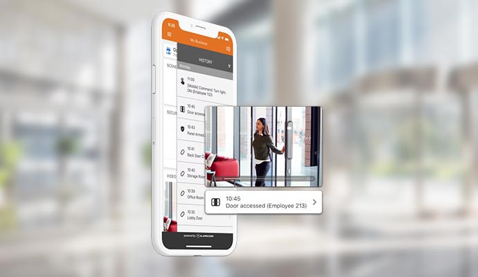 Woman entering video monitored on mobile