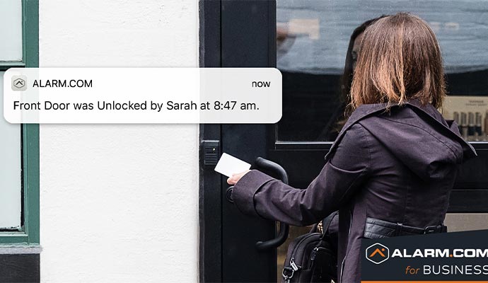 Woman unlocked door with key card